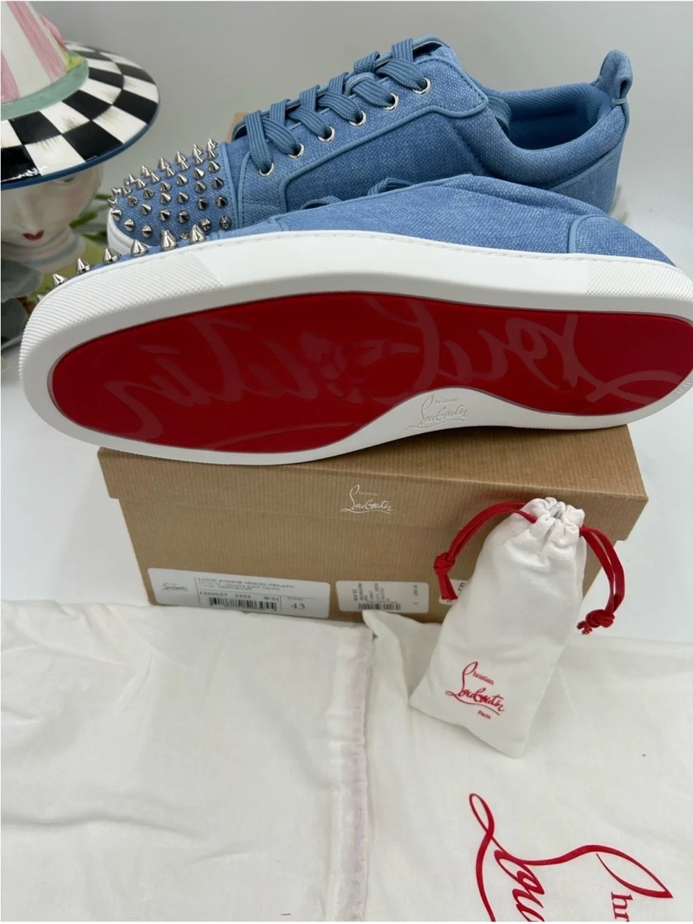 Men’s Christian Louboutin, Louis Jr, ORLATO Spike sneaker size 43 made in Italy
